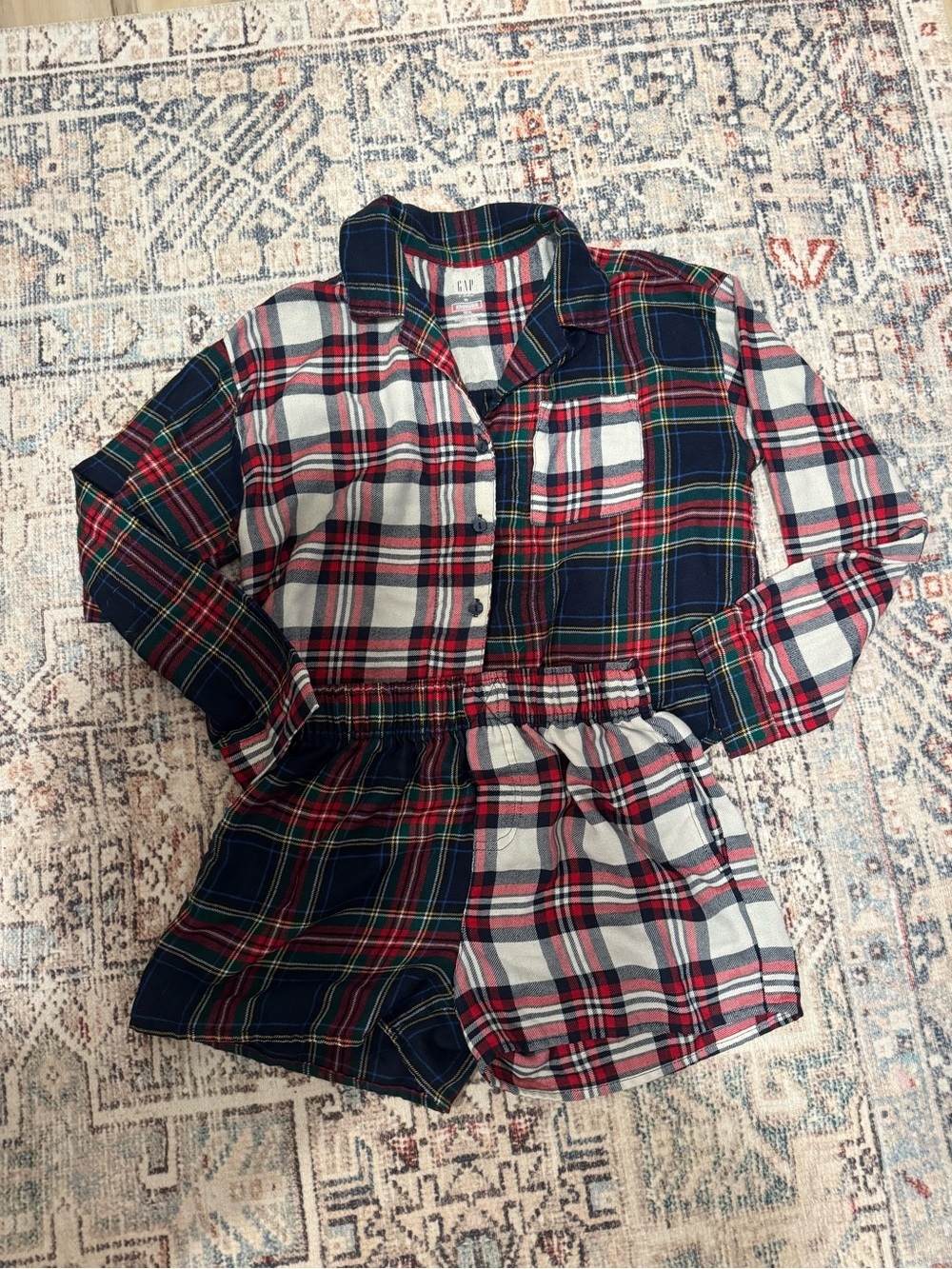 GAP Teen Red & Navy Plaid Pajama Set size 10